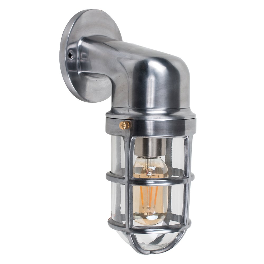 MiniSun | Stylish Nautical Design Polished Aluminium Metal Wall Fisherman Lantern | Outdoor Wall Lights, Home Décor & Improvement Essential | Mains Wired