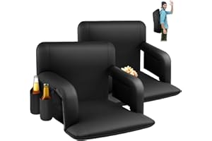 LING RONG 25 Inch Wide Stadium Seats 2 Pack, Bleacher Chairs with Back and Cushion, Reclining Bleacher Seat with Backrest, Stadium Chair Bleacher Cushion