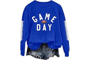 BAOQIN Game Day Football Sweatshirts For Women - Long Sleeve Football Shirts, Cute Cheer Mom Shirt, Crewneck Pullover Tops