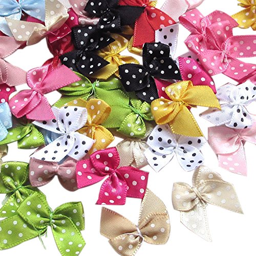 Chenkou Craft Printing Dot Satin Ribbon Flowers Bows Gift Craft Wedding Decoration 60pcs