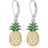 Pineapple Earrings Sterling Silver Dangle Cute Pineapple Womens Earrings Leverback Jewelry Birthday Christmas Gifts
