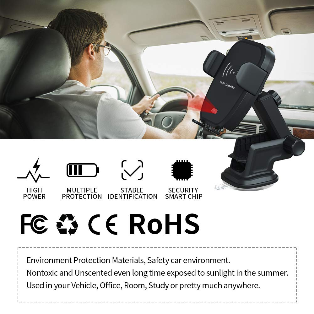 XS Max X DolgSim Qi Wireless Fast Charge Car Mount for Samsung Galaxy S9 S9 Plus S8 S7//S7 Edge Note 8 /& Standard Charge for iPhone Xs XR 8//8 Plus /& HTC//Nokia and more Qi Enabled Smartphones 4351503916