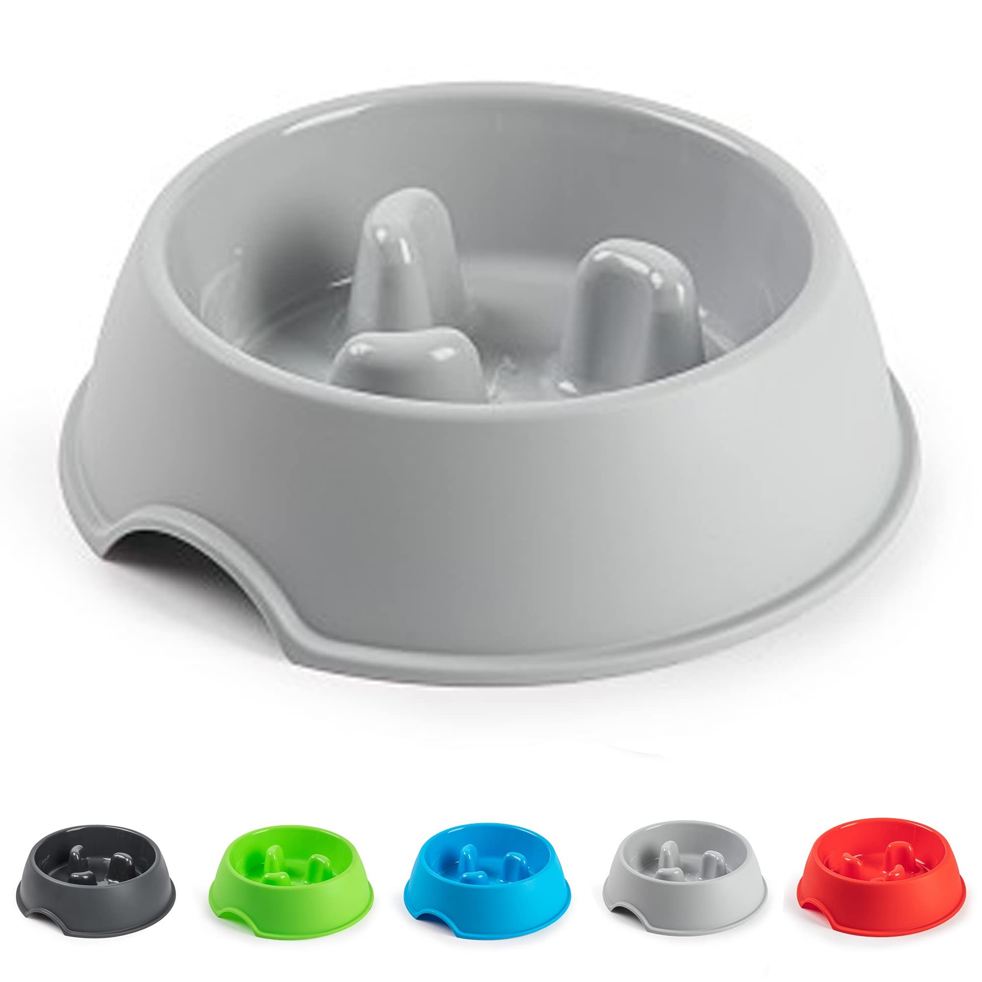 PLASTIFIC Cat Bowl Mat Dog Pet Feeding Water Food Dish Tray, Puppy Gulp Bowl, Cat Food Bowl Clean Floor Placemat Rubber (Light Grey, Anti Gulp Bowl)