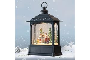 GenSwin Carolers Musical Lighted Water Lantern Christmas Snow Globe with 6 Hour Timer, Battery Operated & USB Powered Singing Swirling Glitter Snow Globe Lantern Christmas Home Decor Gift(11”)