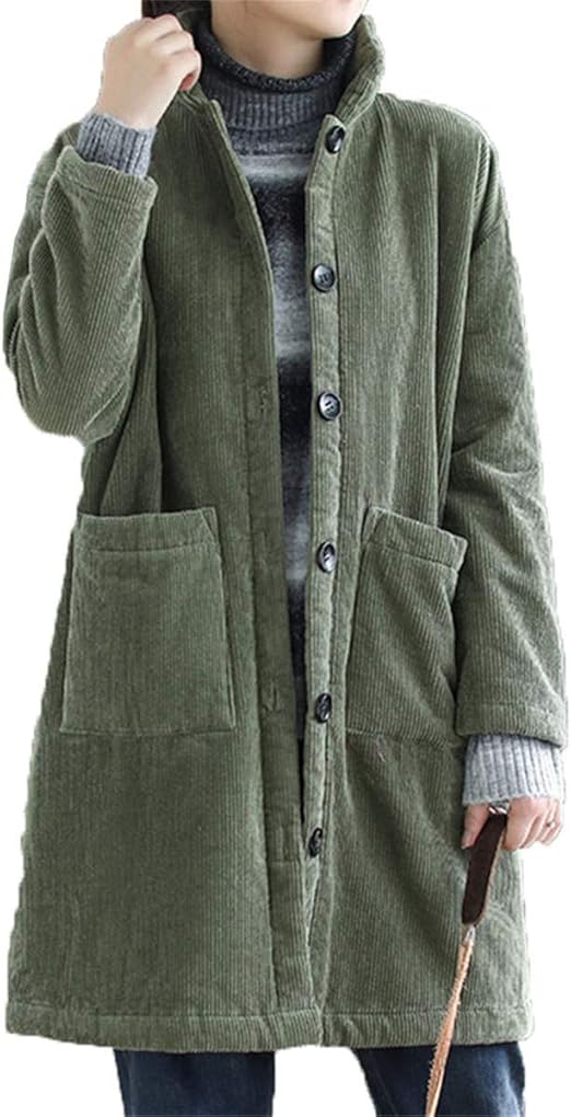 Amazon Caixingyi コーデュロイジャケット レディース コットンコート 上着 コート コーデュロイ アウター コート ショート丈 ポケット付き 冬物 レディース 気質 通勤 コート ジャケット 通販