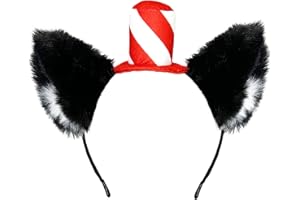 Luvfamday Cat Ears Headband with Red Stovepipe Hat Cute Headwear Cosplay Costume Accessories Funny Party Favors Women Men