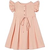 Niyage Girls Flutter Sleeve Dress Toddler Elegant Ruffle Button Down Casual Dresses