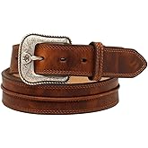 ARIAT Men's Leather Raised Center-Ridge Belt, Distressed Brown, 56