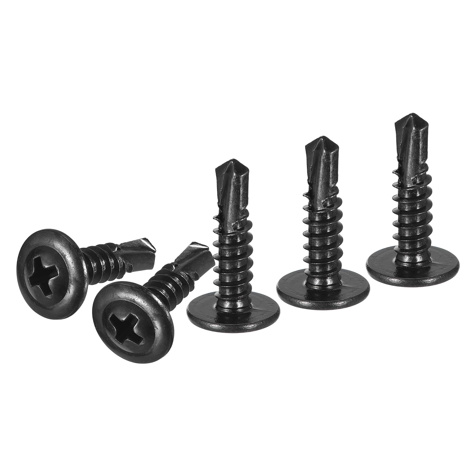 DTGN #10x3/4 Sheet Metal Screws - 500Pack - for Wood, Furniture - 410 Stainless Steel Phillips Round Head Washer Drill Tail Self Tapping Screws - Black