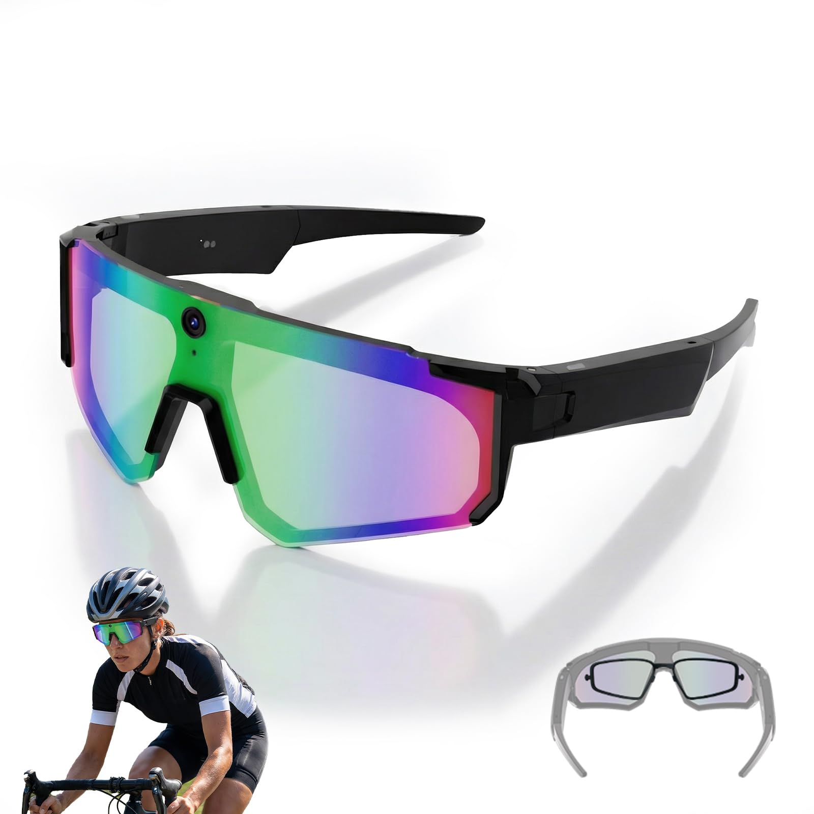 Photo 1 of LAKEEN AI Smart Sport Sunglasses with HD 8MP Camera,1200P Video Recording,AI Assistant (ChatGPT) & Real-Time Translation,Voice Control,Bluetooth 5.3 & WiFi - for Cycling,Golf,Running & Driving(V06-1)