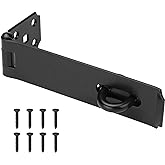 SANKINS 7-1/2" Heavy Duty Door Lock Hasp Latch, 1/8" Thicker Iron Gate Hasp Latches Safety Packlock Clasp Locking with Lengthen Screws for Outdoor Doors, Gates, Shed, Drawers, Cabinets, Black