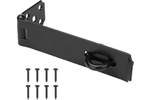 SANKINS 7-1/2" Heavy Duty Door Lock Hasp Latch, 1/8" Thicker Iron Gate Hasp Latches Safety Packlock Clasp Locking with Lengthen Screws for Outdoor Doors, Gates, Shed, Drawers, Cabinets, Black