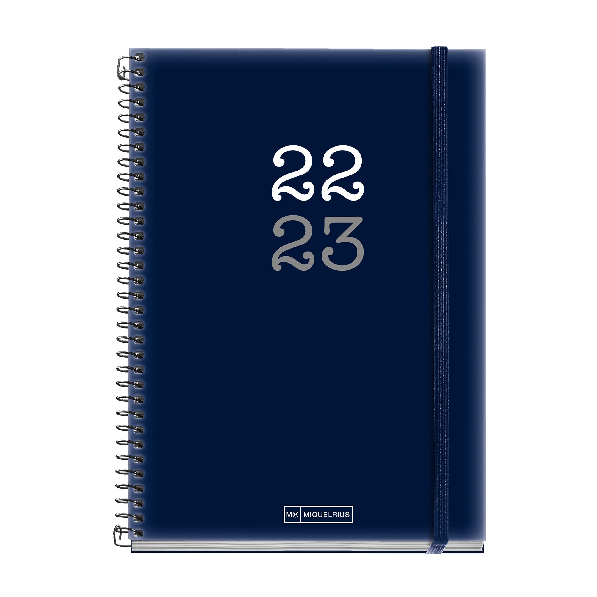 MIQUELRIUS - Agenda September 2022 June 2023 - Week Vista - Plus Size 15 x 21.4 cm - Bilingual: Spanish, English - College - Blue