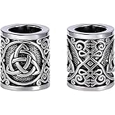 Yahpetes Norse Viking Rune Beads 2 Pcs Hair Beard Pendants Antique 0.59"X0.47" Norse Rings Silver Metal Clips Cuffs Rings Vikings Jewelry for Hair Decoration