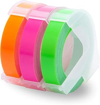 Amazon ダイモ テープ 9mm幅 蛍光オレンジ 蛍光ピンク 蛍光グリーン 3色セット Dymo テープ つやあり 互換品 永久保証 Abcolor 蛍光オレンジ ピンク グリーン 3色 蛍光 文房具 オフィス用品