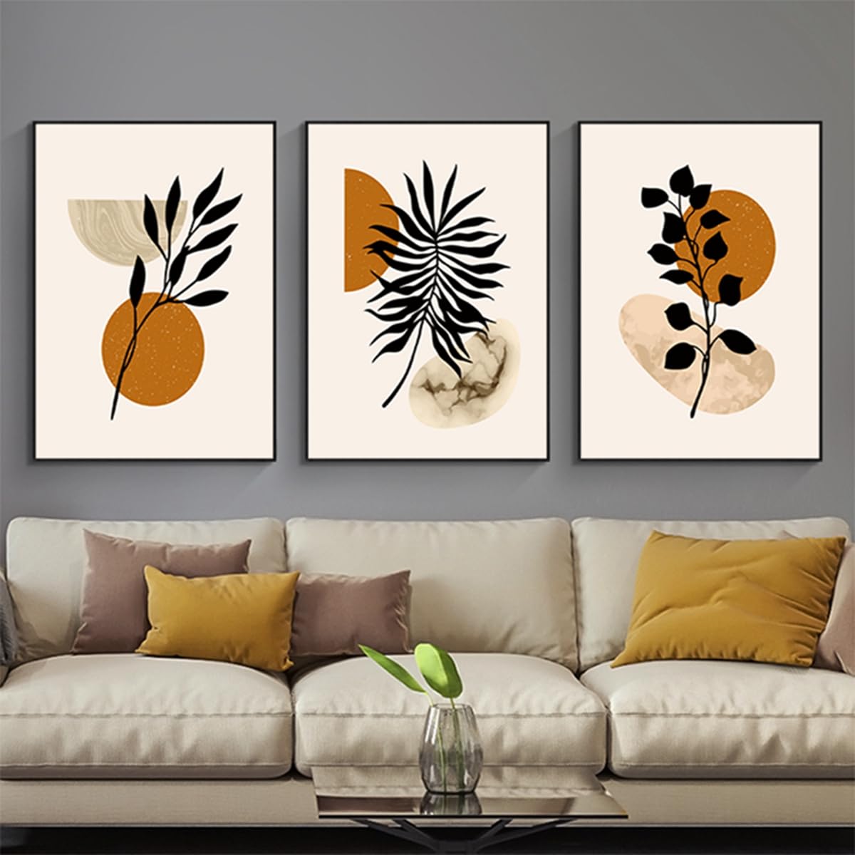 HMDKHI Modern Bohemian Abstract Poster Wall Decoration, Beautiful Botanical Pictures Poster Wall Art, Minimalist Wall Poster Set - Frameless (Wall Picture-04.60 x 90 cm x 3 Pieces)