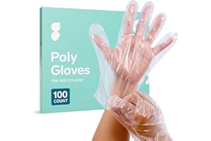 GUSTO [100 Count] Disposable Poly Gloves for Cooking, Food Prep, and Food Service, Latex & Powder Free - One Size Fits Most