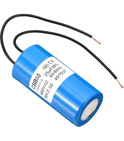 Condensateur VOCOSTE CBB60 8uF 450V AC 2 Fils 12cm 50-60Hz Film Polypropylène Plastique Pour Pompe à Eau Blanc 1Pcs - Bricolage