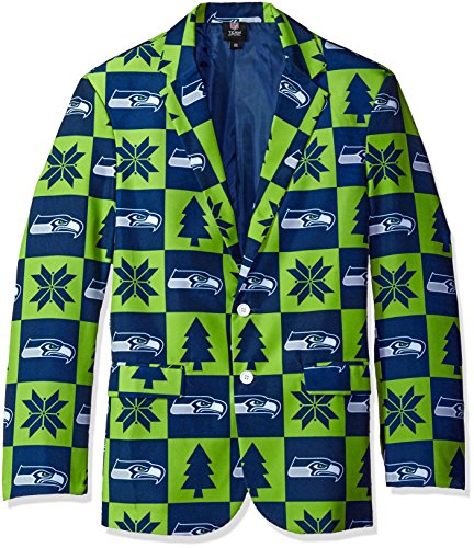 NFL Seattle Seahawks Men's Patches Ugly Business Jacket, Size 42/Small
