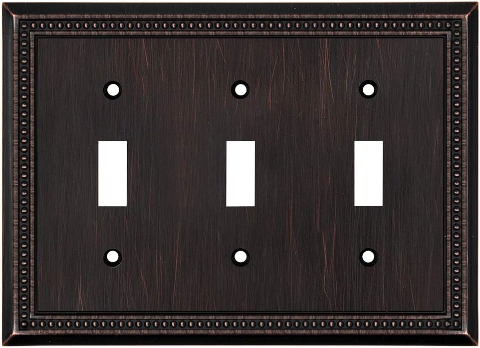 Sunken Pearls Decorative Wall Plate Switch Plate Outlet Cover (Triple Toggle, Aged Bronze)