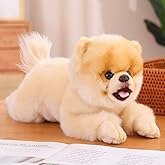 HOKESS 16 Inch Pomeranian Stuffed Animals- Lifelike Plush Pomeranian Dog-Handmade Soft Simulation Pet Dog-Toy Gifts for Kids Girls Boys Baby Birthday