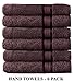 COTTON CRAFT Ultra Soft Hand Towels - 6 Pack - 16x28-100% Cotton Face Towels - Absorbent Quick Dry Everyday Luxury Hotel Bathroom Kitchen Spa Gym Shower Pool Camp Picnic - 580 GSM - Chocolate Brown