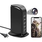WiFi Security Charger Camera HD 1080P Small Camera Nanny Cam with Motion Detection App Remote View Alert Push, 5-Port USB Cha