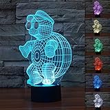 3D Illusion LED Night Light,7 Colors Gradual Changing Touch Switch USB Table Lamp for Holiday Gifts or Home Decorations (Turtle)