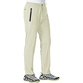 TBMPOY Men's Lightweight Hiking Travel Pants Athletic Outdoor Sports Elastic Waist Water Resistant Sweatpants 2 Pockets