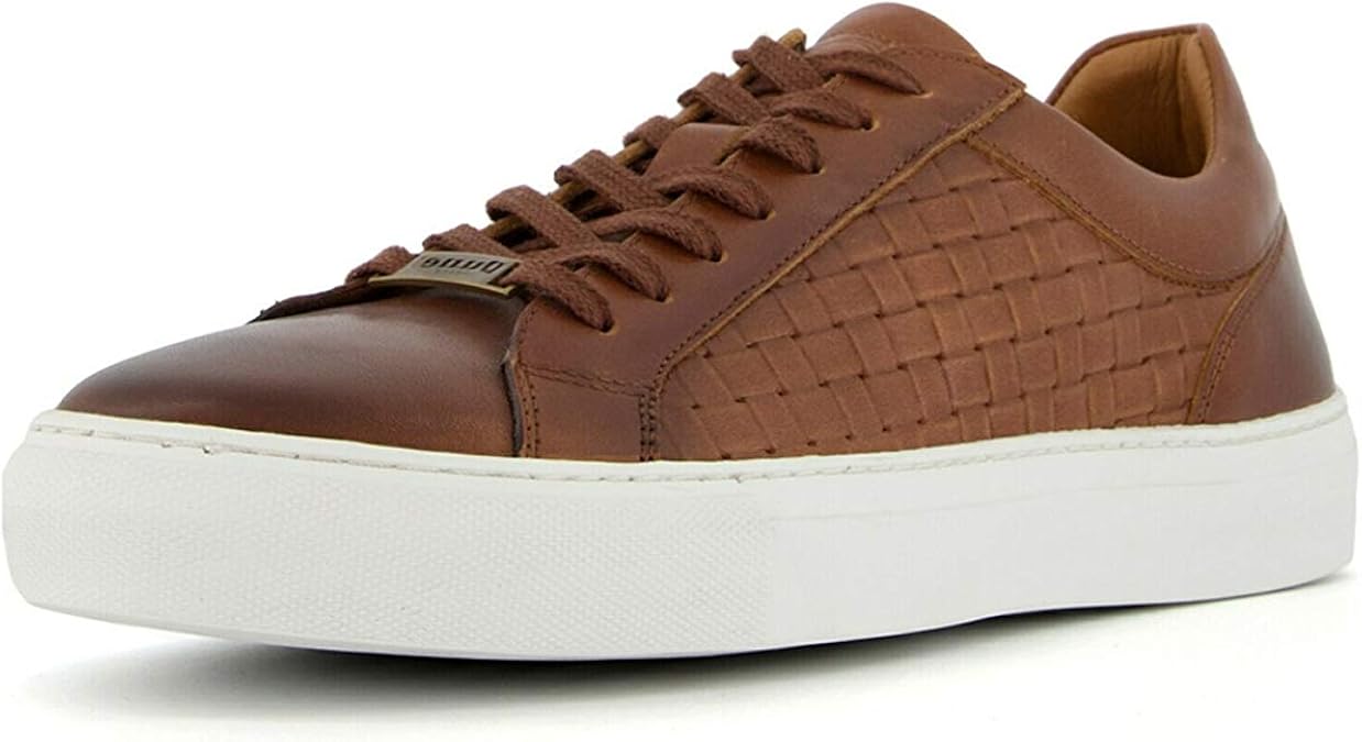 Dune Mens Tyrone Embossed Weave Cupsole Trainers Flat Heel