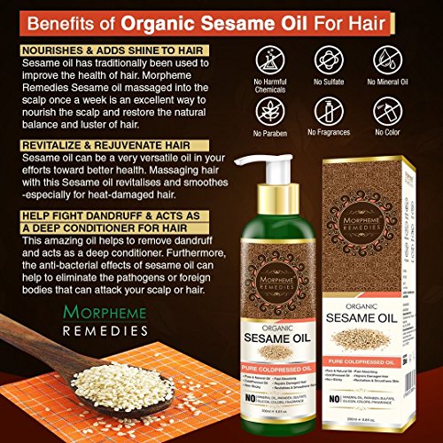 image for Morpheme Remedies Organic Sesame Oil (Pure ColdPressed Oil) For Hair, 