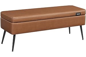 VASAGLE EKHO Collection - Storage Ottoman Bench, Entryway Bedroom Bench, 15 Gallons, Synthetic Leather with Stitching, Mid-Ce