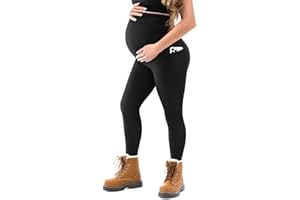 SINOPHANT Maternity Fleece Lined Leggings Over The Belly with Pockets,Thermal Womens Pregnancy Workout Pants Warm Winter