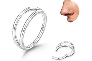 Titanium Double Hoop Nose Ring 20G 18G Gold Silver Balck Nose Rings Hoops for Women Men Hypoallergenic 6mm 7mm 8mm 9mm Nose N