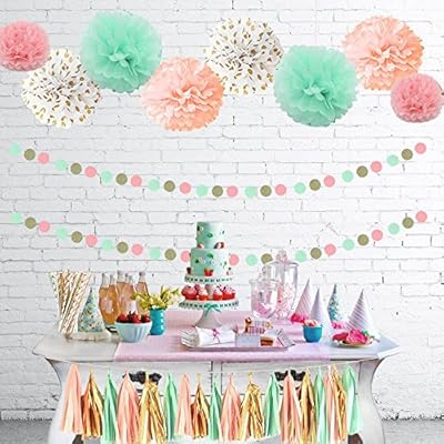 Amazon Com Sopeace 125 Pcs Mint Peach Glitter Gold Tissue Paper