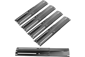 Plowo Heavy Duty Adjustable Heat Plate Tent Shield, Burner Cover, Flame Tamer, Heat Deflectors, Porcelain Steel Replacement Parts for Gas Grill, Extends from 11.75" up to 21" L, 5 Pack