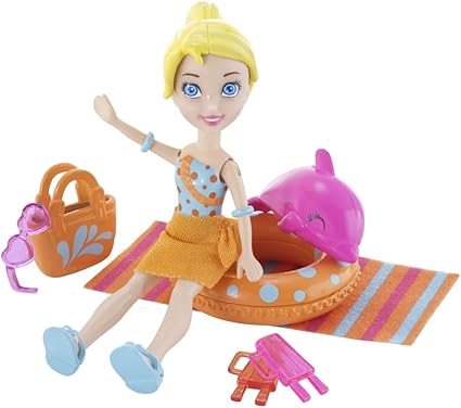 Amazon.com: Polly Pocket Pool Party Muñeca con accesorios de moda y delfines de piscina: Toys \u0026 Games