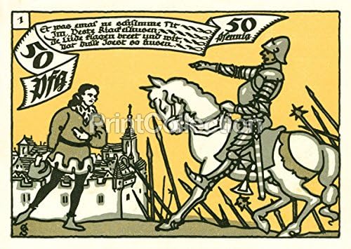 Print Collection Man & Horseman 50 Pfennig 36" X 46"