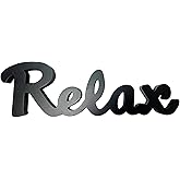 Black Hanging Wooden Relax Cut-Out Block Letters Wall Sign Free Standing Tabletop Words Sign