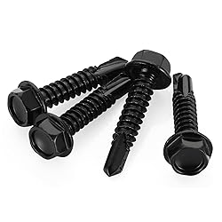 #12 x 1 Hex Washer Head Self Drilling Screws Black