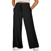 Eytino Womens Plus Size Pants Summer Elastic High Waist Drawstring Casual Loose Wide Leg Trousers Pants with Pockets(1X-5X)