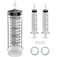 500ML Extra Large Syringe and 2 Pack 20ML Plastic Syringes with Tip Adapter&Soft Tube, Sterile Individually Wrapped Measurement and Dispensing Syringe Tools for Science Labs,Feeding Pets(500ml, 1)
