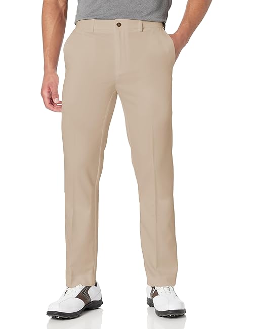 PGA TOUR Men's Flat Front Golf Pant with Expandable Waistband, Chinchilla, 36W x 30L