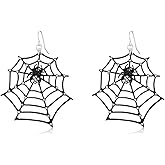 1 Pair Big Spider Web Earrings for Women Black Spider Rhinestone Dangle Drop Earrings Halloween Party Costume Accessories Jewelry Birthday Gifts