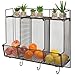 Country Rustic Large Wall Mounted Metal Wire Mesh 3 Compartment / 3 Hook Organizer Storage Rack