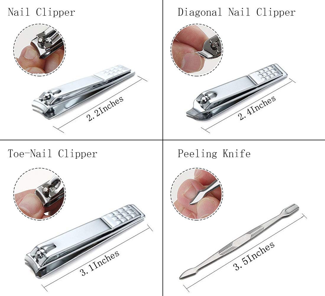 Keiby Citom Professional Stainless Steel Nail Clipper Travel & Grooming Kit Nail Tools Manicure & Pedicure Set of 12pcs with Luxurious Case (Rose Gold) : Beauty