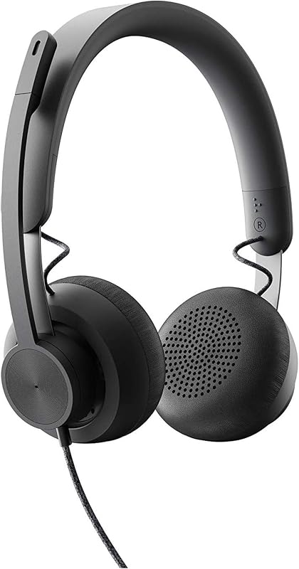 Auscultadores com fio Zone Heard profissionais com microfone de cancelamento de desempenho superior, ligação por fios com conectores USB-A e USB-C, áudio de alta fidelidade, certificado UC-Graphite