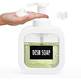 Segbeauty 10.1oz Foam Hand Soap Dispenser with Waterproof Labels, 300ml Square Foam Hand Dispenser or Bathroom & Kitchen Sink, Empty Refillable White Foaming Dish Wash Dispenser Pumping Containers