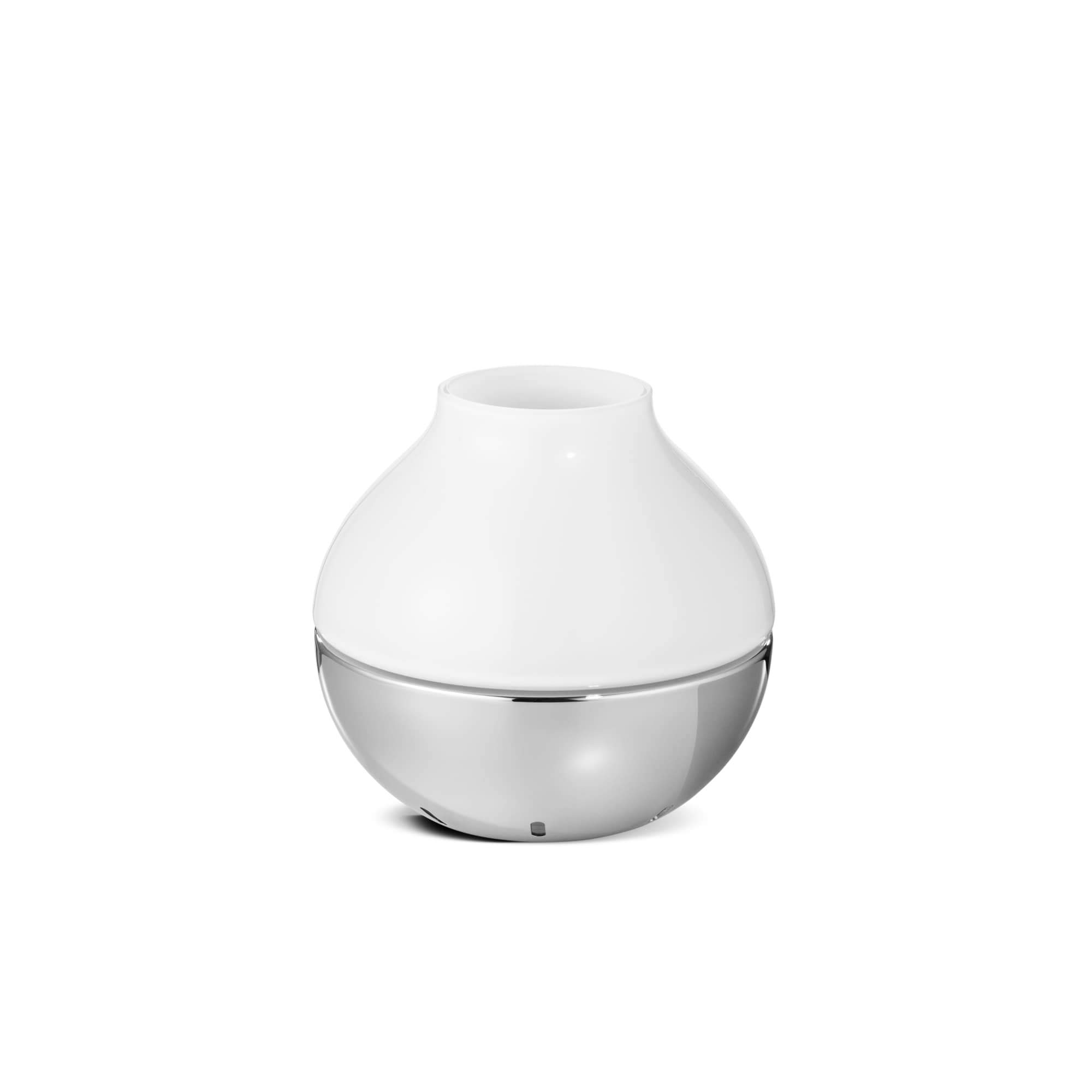 Georg Jensen Hurricane Candle Holder by Henning Koppel - Frosted White Glass and Highly Polished Stainless Steel - Small