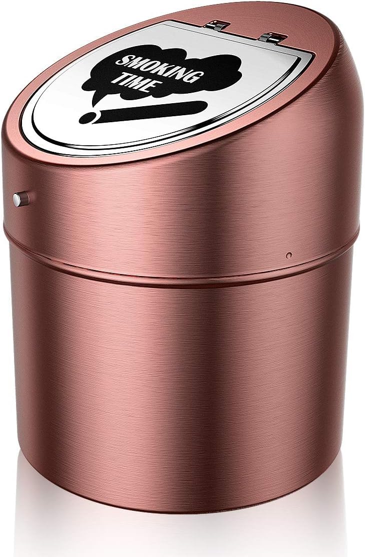 LegendTech Stainless Steel Ashtray with Lid, Windproof Tabletop Ashtray for Cigarettes, Portable with Non-Slip Base for Indoor and Outdoor Use, for the Garden and Balcony (Red Copper)